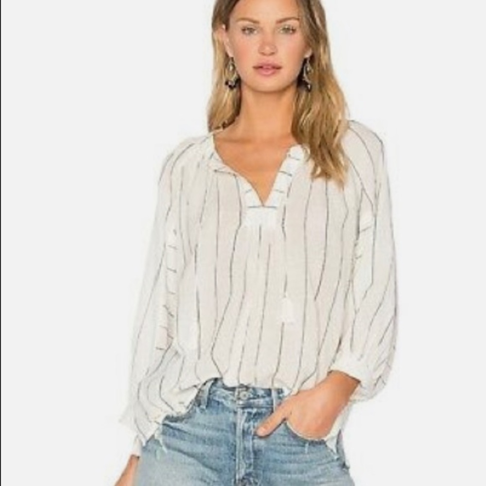 JOIE | striped peasant blouse with tassels